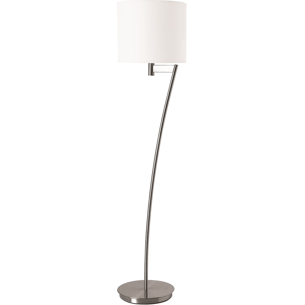 Corbel Floor Lamp, Brushed Nickel/Pure White Linen Shade, 61Hx14W